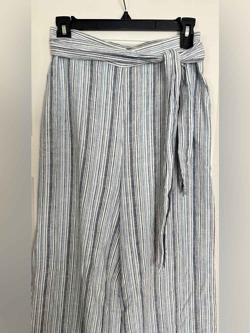 cloth & stone Navy and White Striped Wide-Leg Pants Small